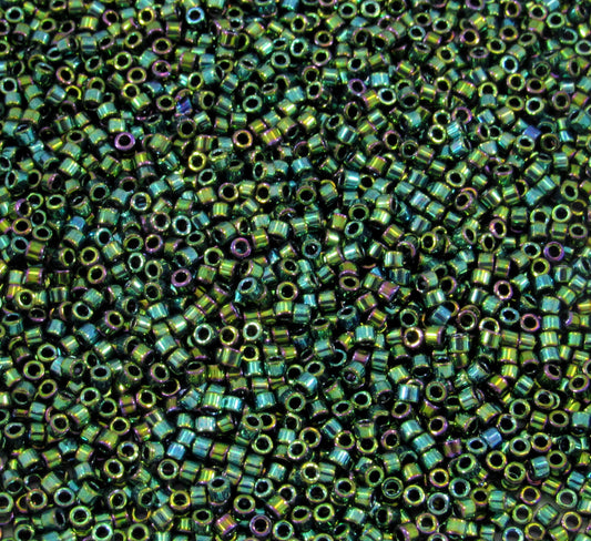 DB0027 11/0 Miyuki Metallic Dark Green Iris Delica Seed Beads, 50 grams or 100 grams Bag DB27, DB-0027 Japanese Glass Delicas for Jewelry