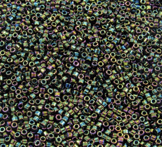 DB0003 11/0 Miyuki Metallic Forest Green Iris Delica Seed Beads, 5 Grams Tube, 25 Grams Bag DB3, DB-0003 Japanese Glass Delicas for Jewelry