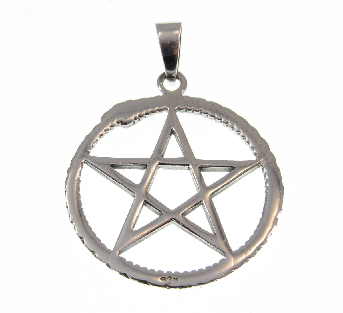 Solid 925 Sterling Silver Ouroboros Pentagram Pendant, Wiccan Protection Pentacle Amulet, Pagan Jewelry