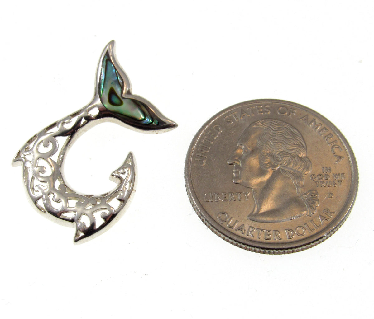 Solid 925 Sterling Silver Mermaid Tail Pendant with Abalone Shell – Handcrafted Ocean Jewelry – Beach Lover Gift, Sea Life Necklace Charm