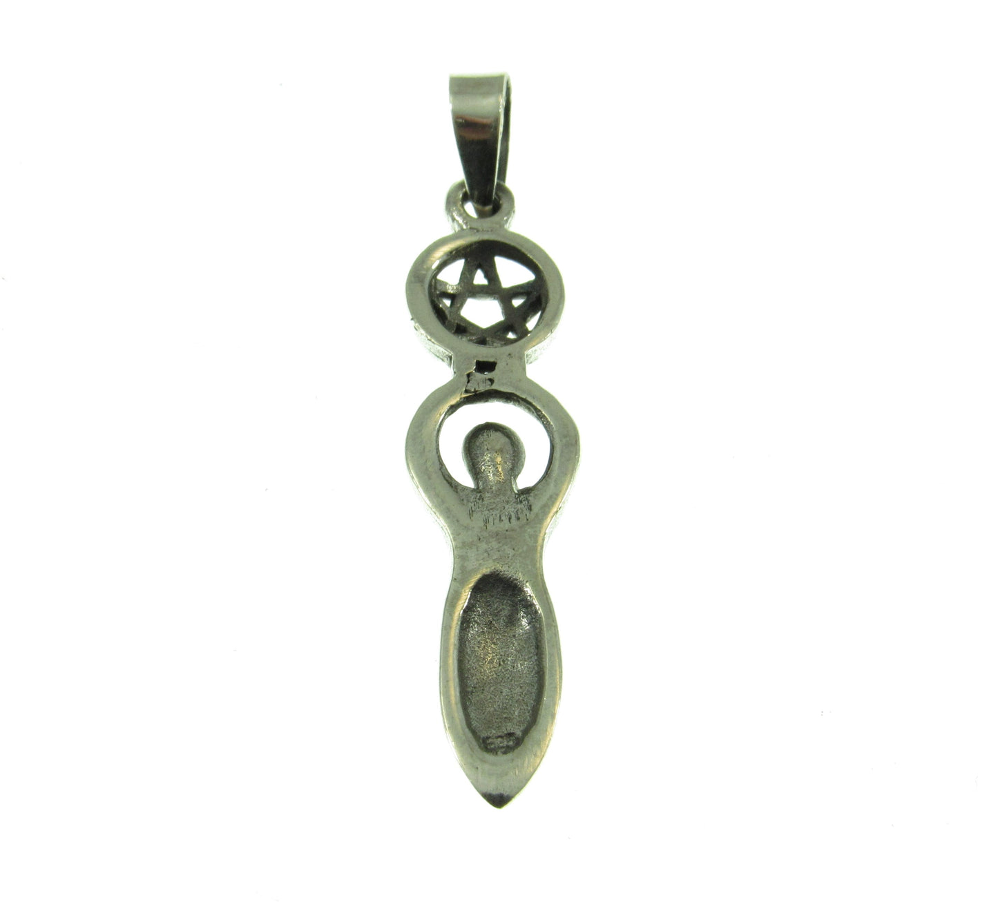 Solid 925 Sterling Silver Spiral Goddess Pentacle Pendant, Sacred Feminine Gaia Symbol
