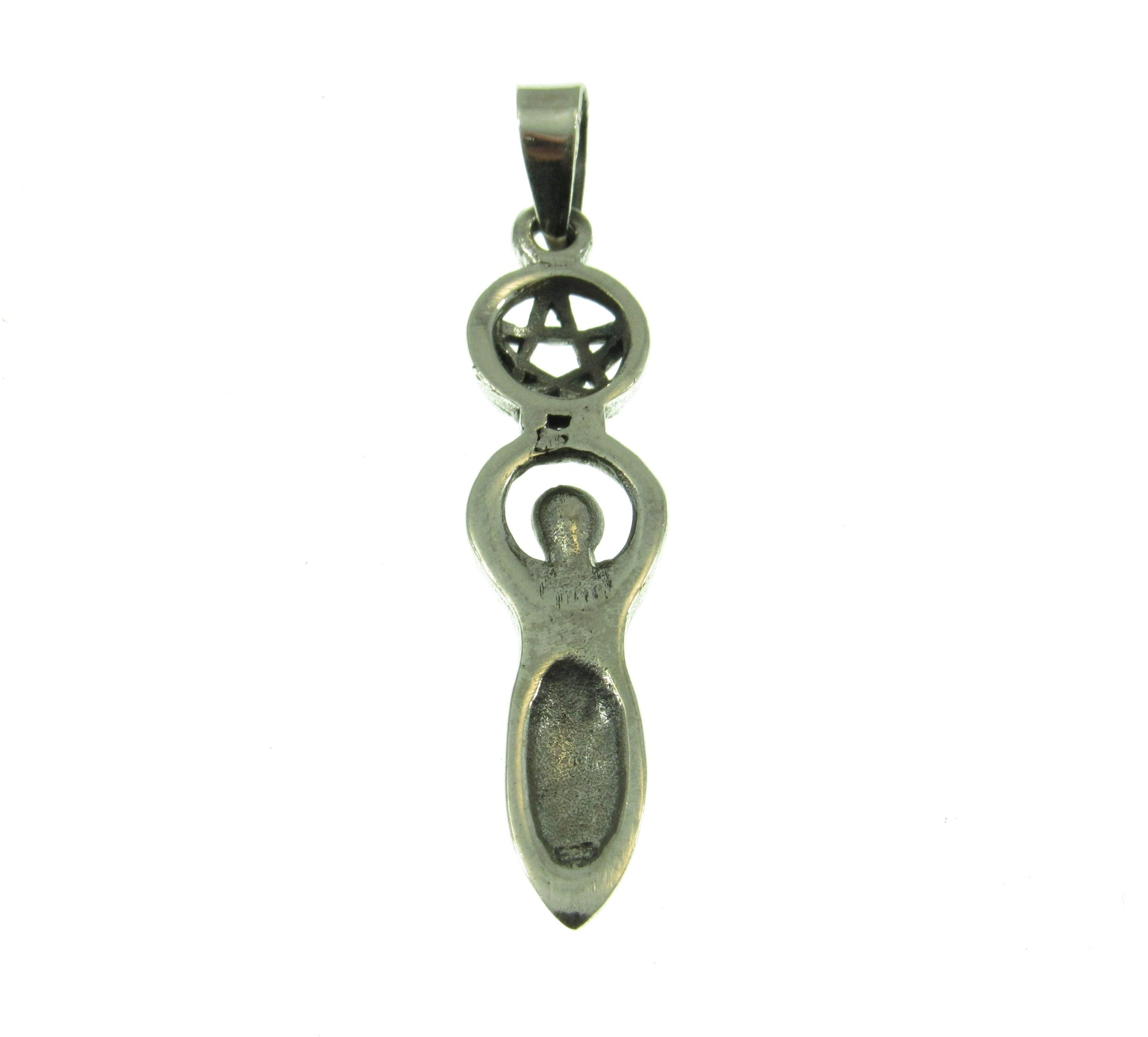Solid 925 Sterling Silver Spiral Goddess Pentacle Pendant, Sacred Feminine Gaia Symbol