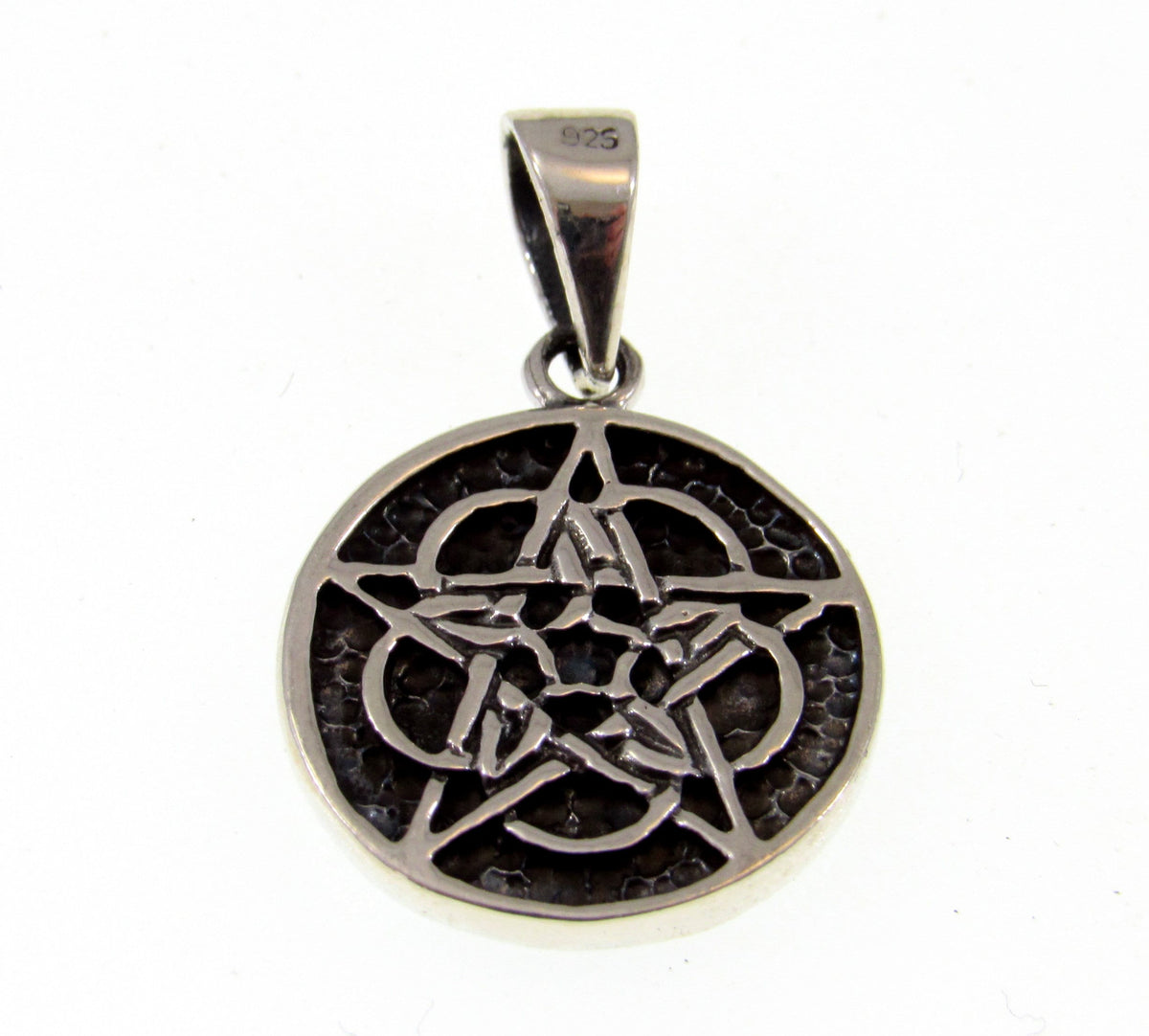 Solid 925 Sterling Silver Celtic Five Fold Pentacle Pendant, Wiccan Protection Star Charm