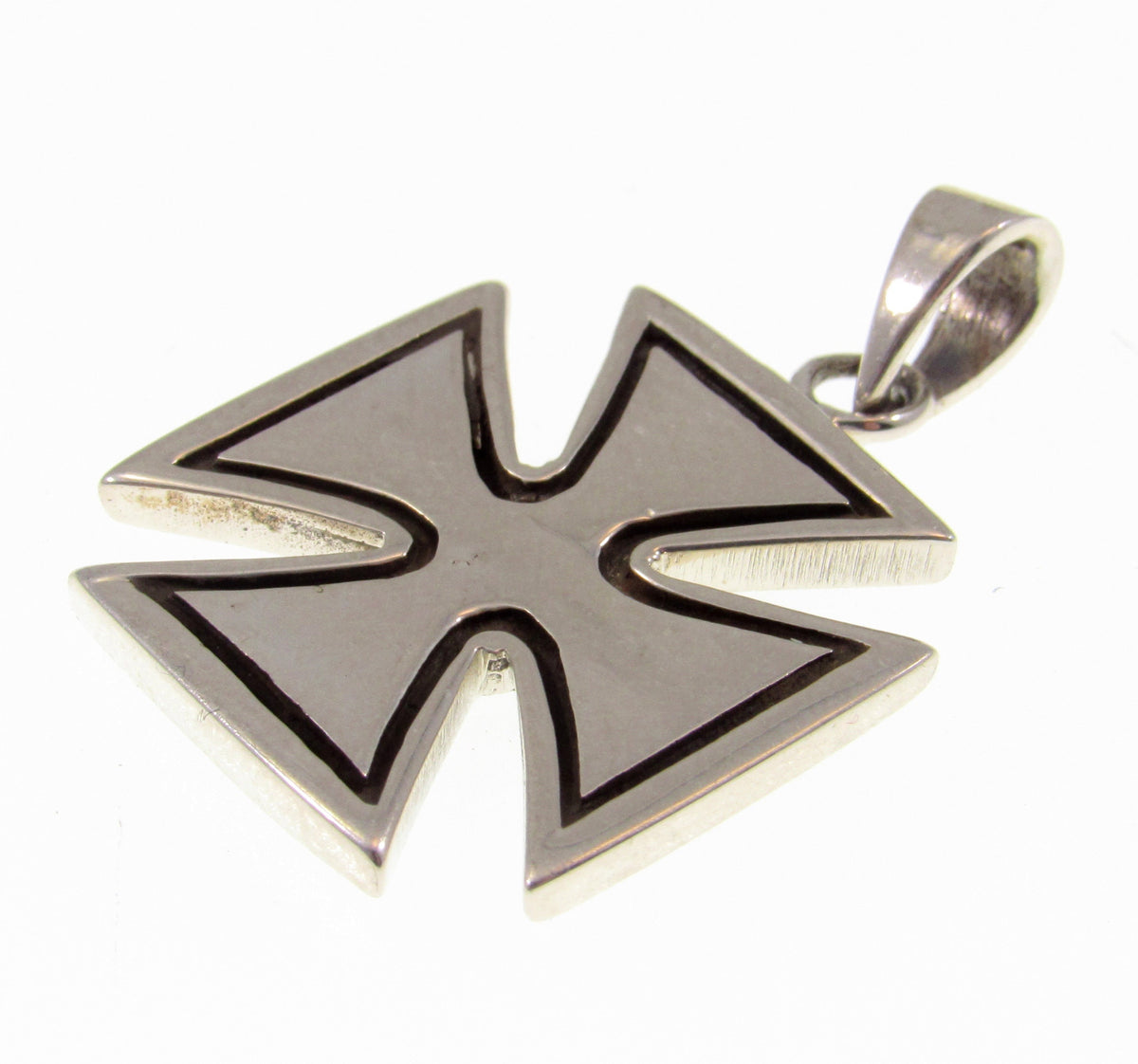 Solid 925 Sterling Silver Iron Cross Pendant