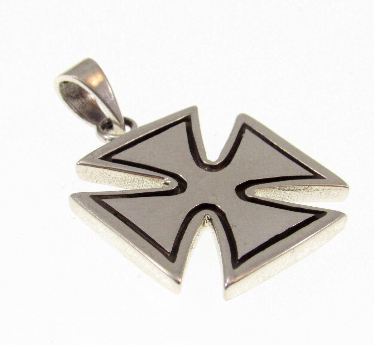 Solid 925 Sterling Silver Iron Cross Pendant