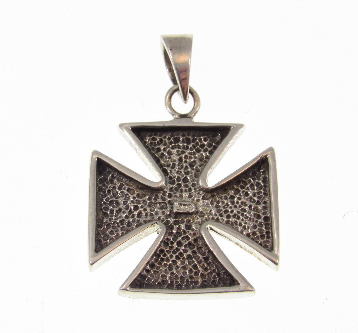 Solid 925 Sterling Silver Iron Cross Pendant