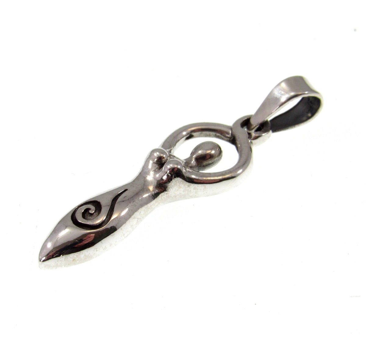 Solid 925 Sterling Silver Spiral Goddess Pendant – Feminine Energy Symbol, Divine Feminist Amulet