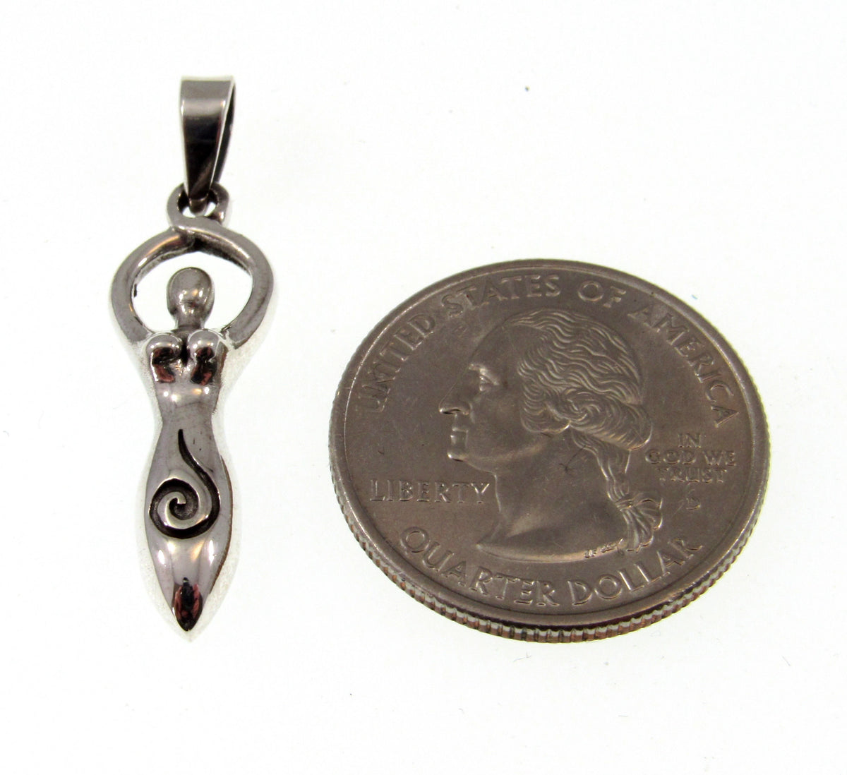 Solid 925 Sterling Silver Spiral Goddess Pendant – Feminine Energy Symbol, Divine Feminist Amulet