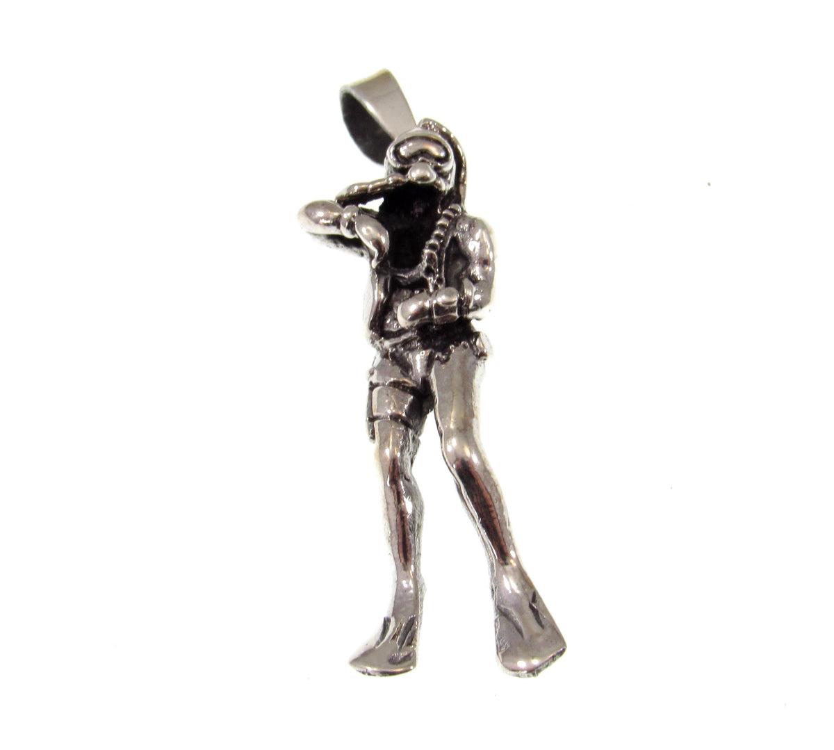 Solid 925 Sterling Silver Scuba Diver Pendant - Ocean Lover Jewelry, Diving Charm, Nautical Gift for Divers, Aquanaut Explorer Pendant
