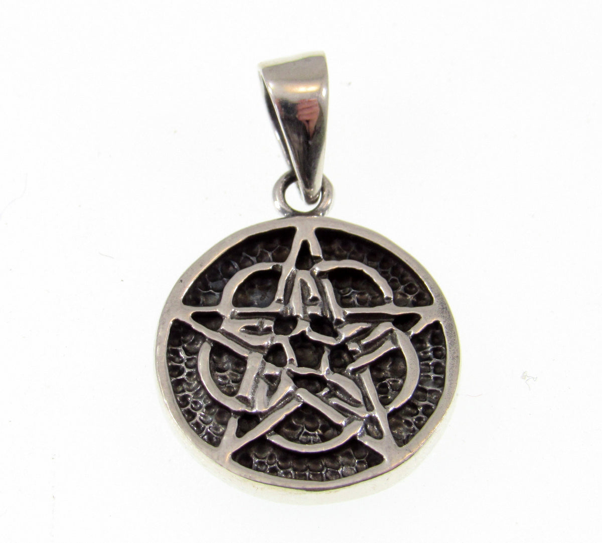 Solid 925 Sterling Silver Celtic Five Fold Pentacle Pendant, Wiccan Protection Star Charm