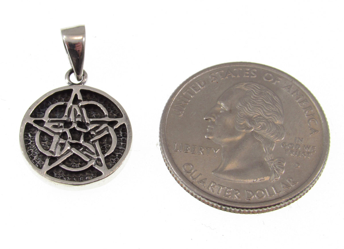 Solid 925 Sterling Silver Celtic Five Fold Pentacle Pendant, Wiccan Protection Star Charm