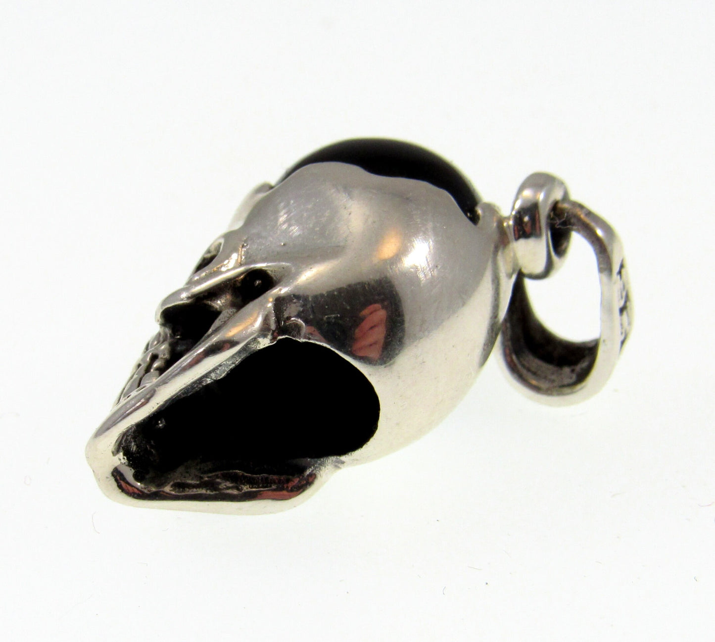 Solid 925 Sterling Silver & Black Onyx Skeleton Skull Pendant