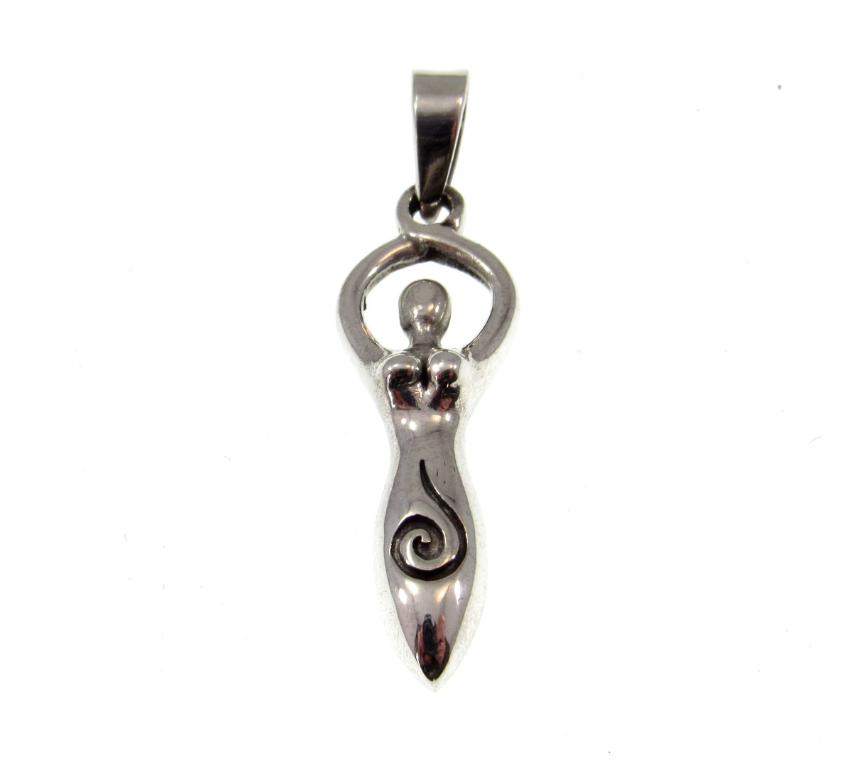 Solid 925 Sterling Silver Spiral Goddess Pendant – Feminine Energy Symbol, Divine Feminist Amulet
