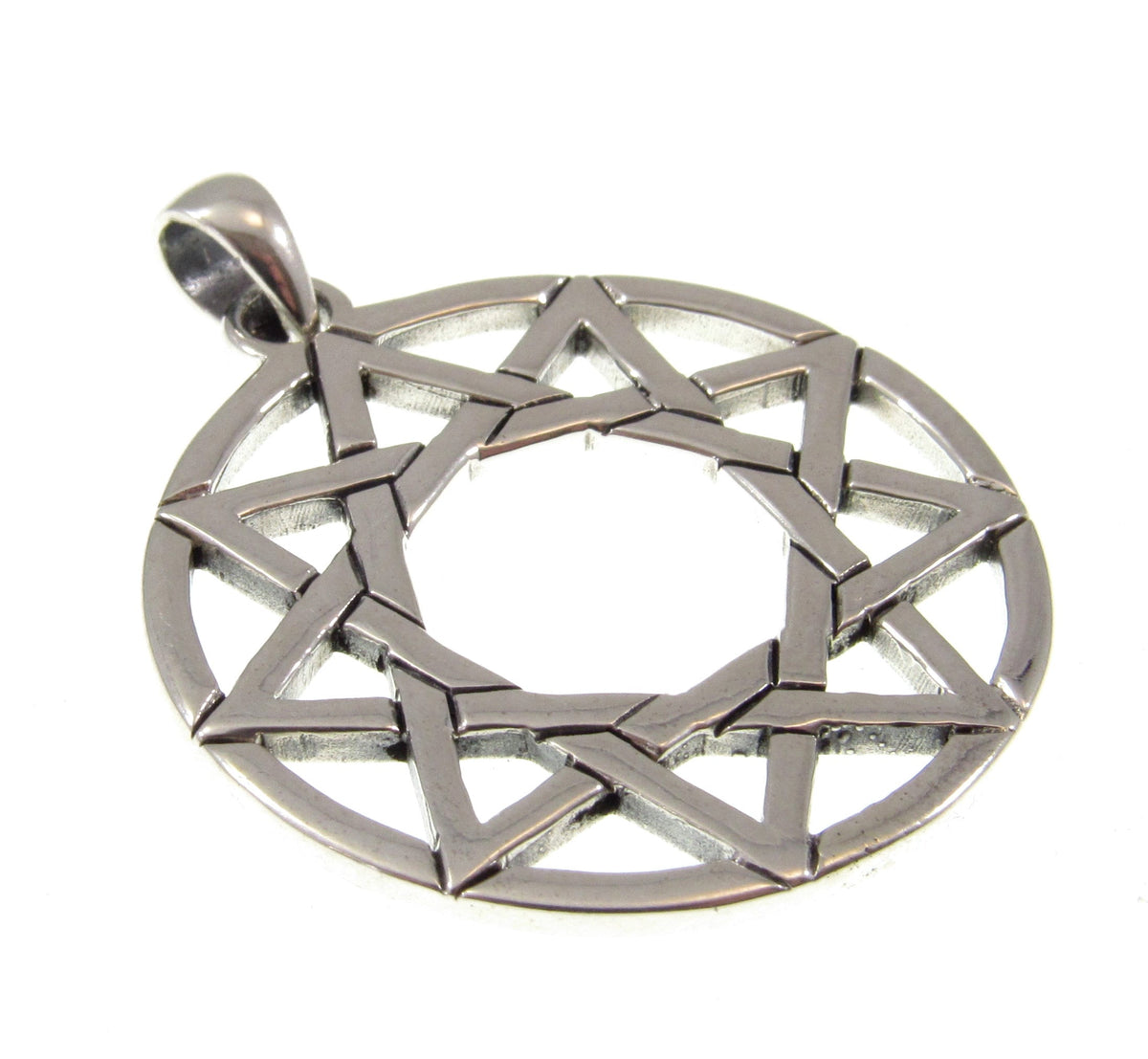 Solid 925 Sterling Silver Enneagram Pendant, Ninefold Star Sacred Geometry Amulet