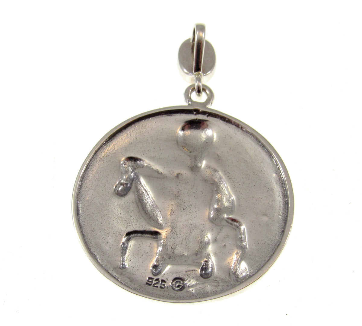 Solid 925 Sterling Silver Epona The Celtic Horse Goddess Pendant, Rhiannon Amulet with Emerald Glass Bale