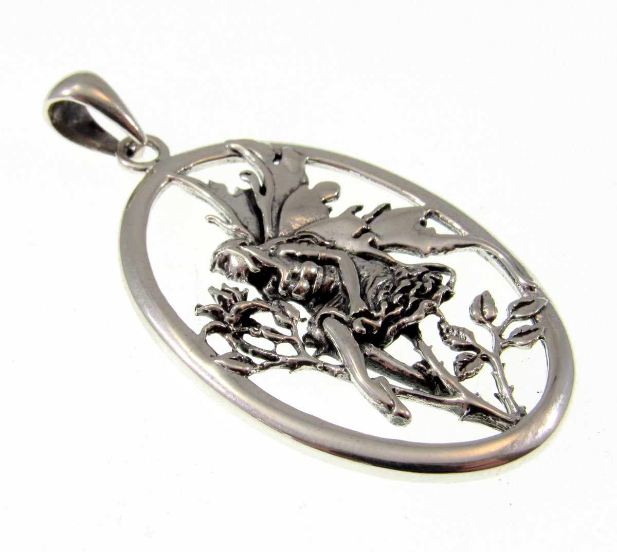 Solid 925 Sterling Silver Red Rose Fairy Pendant Designed by Artist Amy Brown