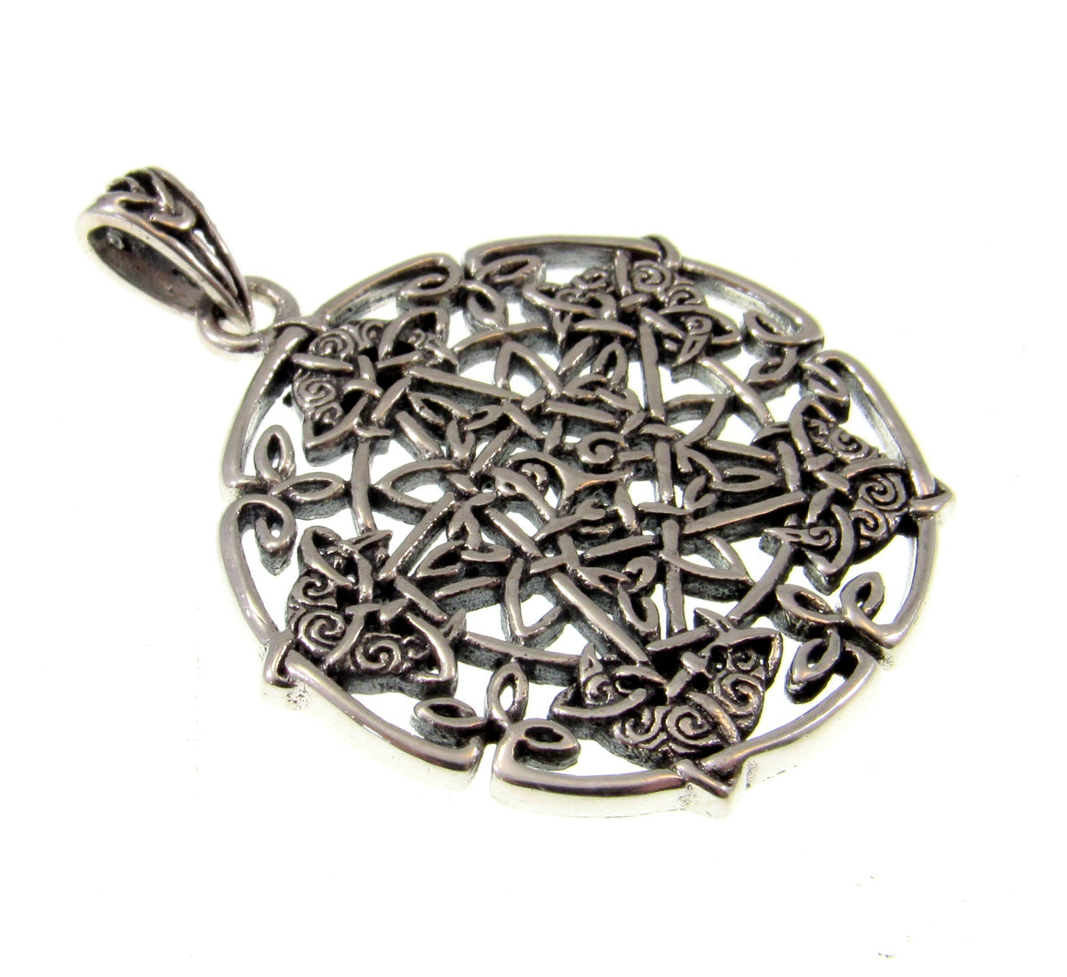 Solid 925 Sterling Silver Celtic Pentagram Star Pendant, Brigid Ashwood Design, Pagan Wiccan Necklace