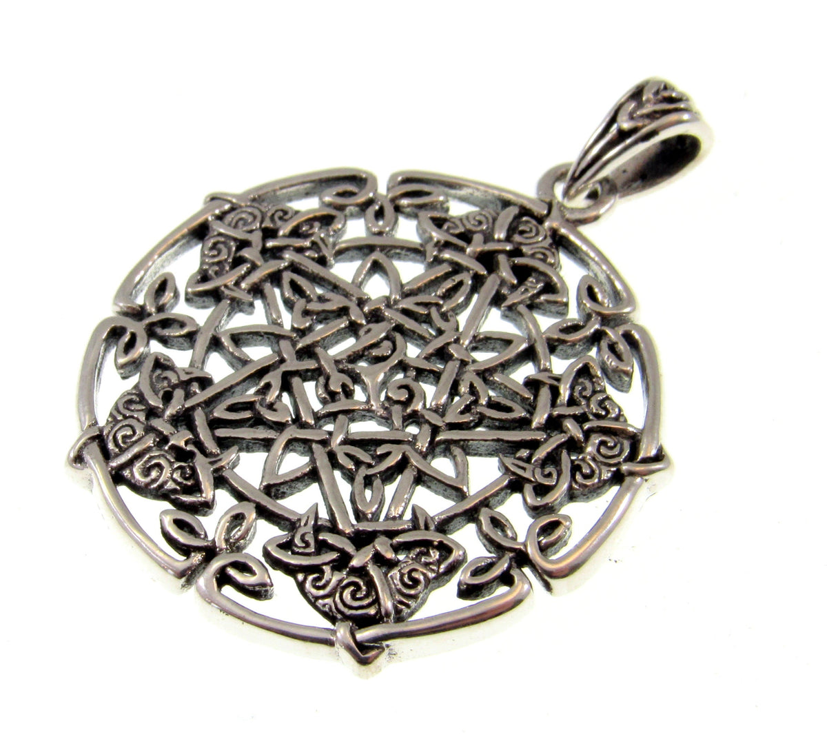Solid 925 Sterling Silver Celtic Pentagram Star Pendant, Brigid Ashwood Design, Pagan Wiccan Necklace