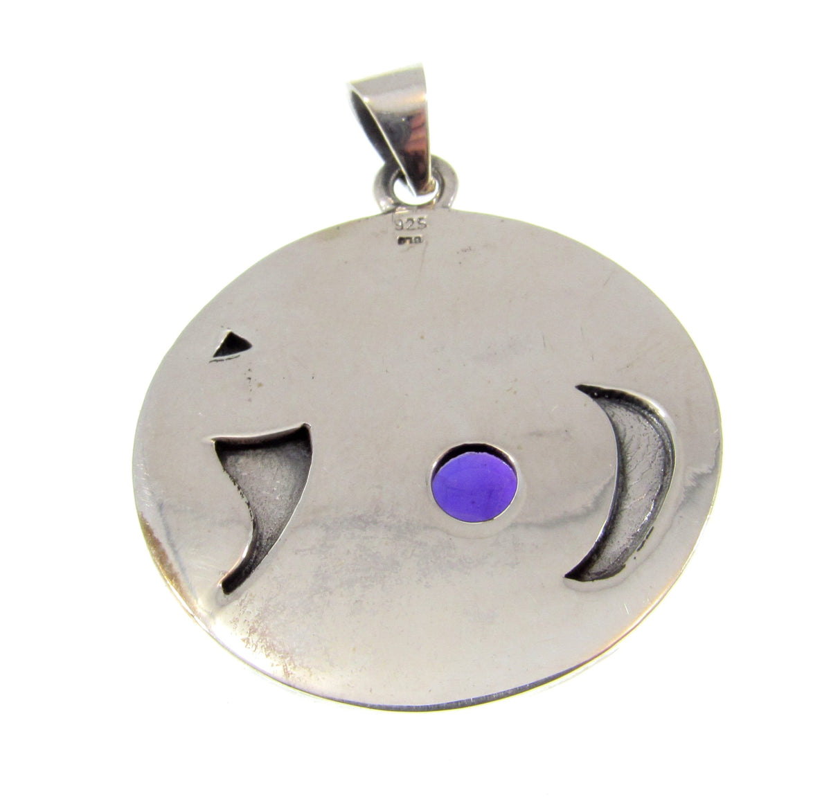 Solid 925 Sterling Silver Sun Moon & Stars Pendant with Citrine, Celestial Moon Face Amulet