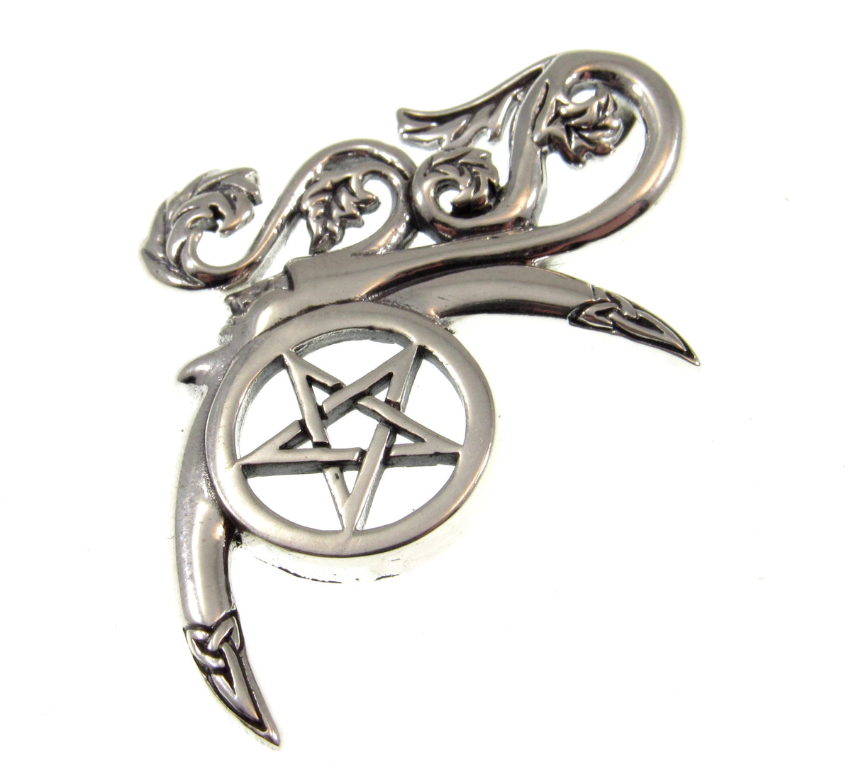 Solid 925 Sterling Silver Green Man Pentacle Pendant, Celtic Talisman, Wiccan Pagan Amulet
