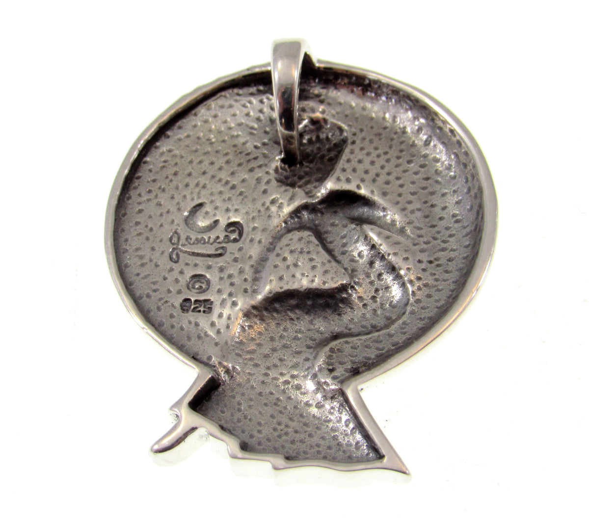 Solid 925 Sterling Silver Moon Fairy Pendant, Art Deco Star Goddess, Celestial Witch Jewelry
