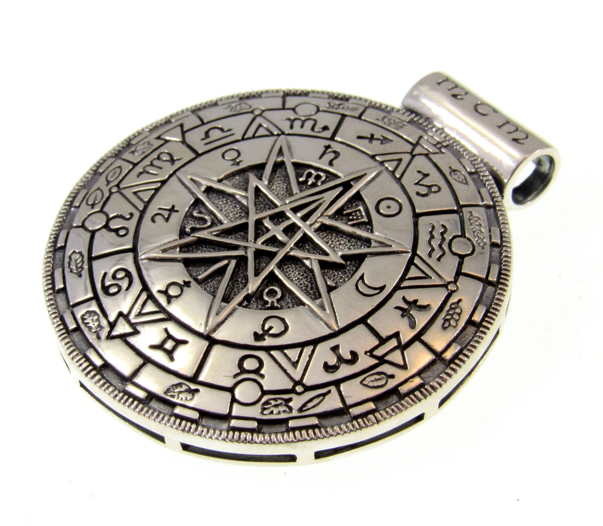 Solid 925 Sterling Silver Magic Circle Pendant, Pagan Witchcraft Amulet Designed by Oberon Zell