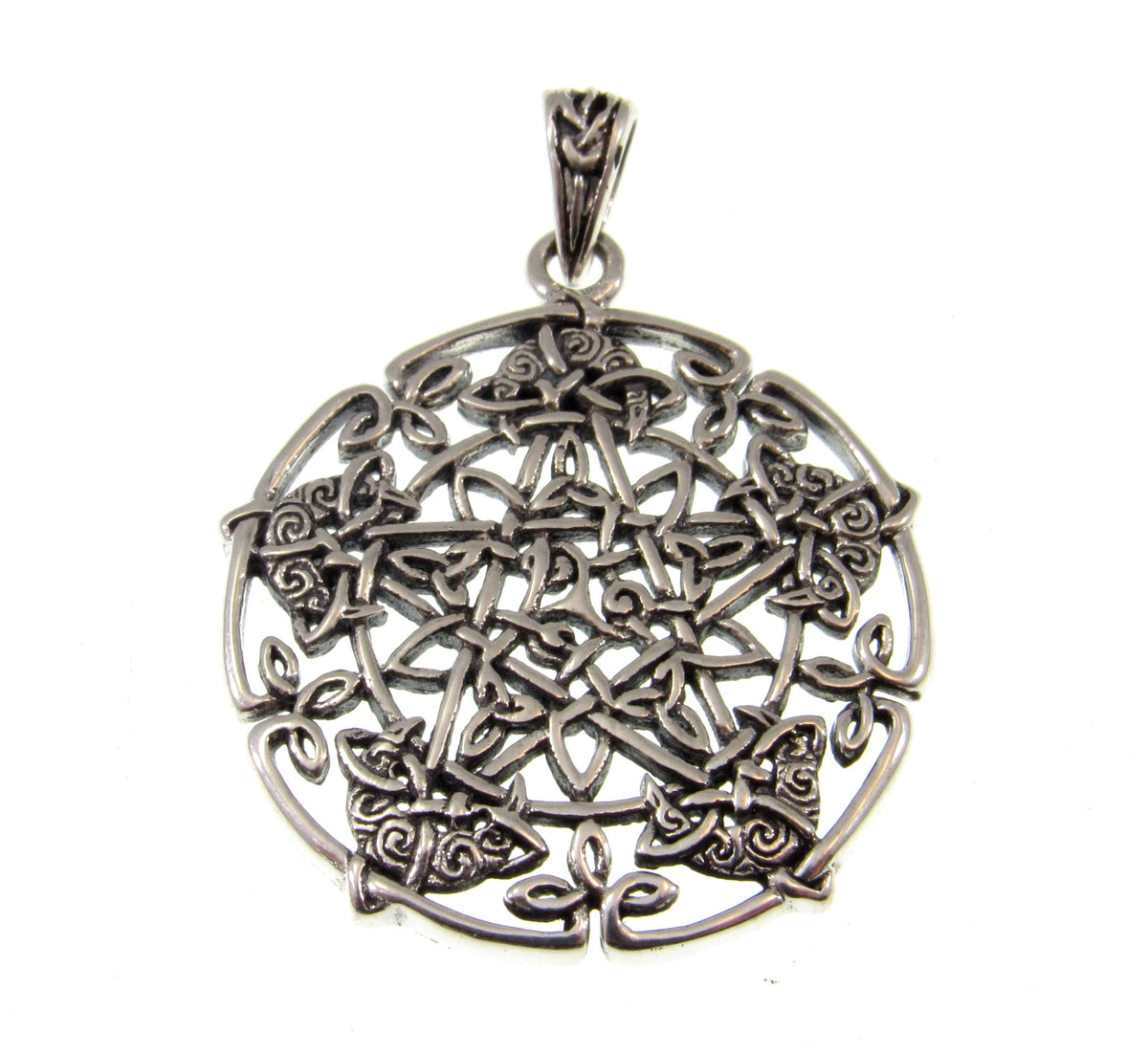 Solid 925 Sterling Silver Celtic Pentagram Star Pendant, Brigid Ashwood Design, Pagan Wiccan Necklace