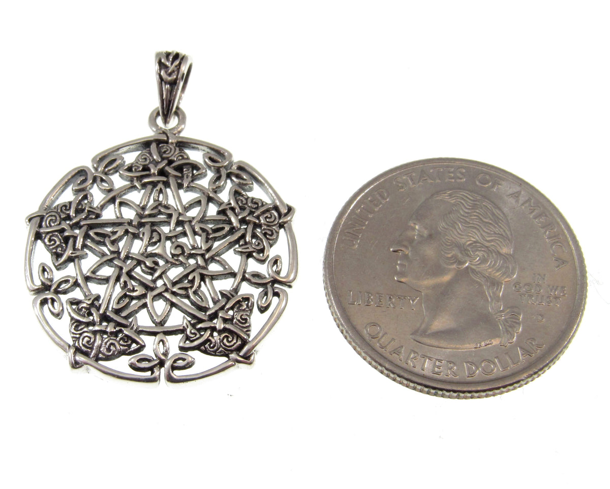 Solid 925 Sterling Silver Celtic Pentagram Star Pendant, Brigid Ashwood Design, Pagan Wiccan Necklace