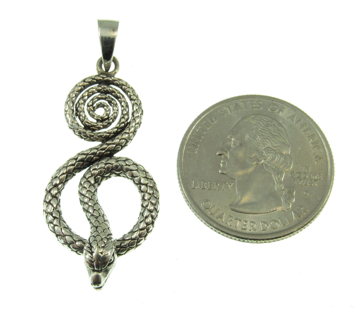 Solid 925 Sterling Silver Coiled Snake Pendant – Serpent Necklace Charm, Kundalini Jewelry, Gothic Reptile Pendant, Symbol of Transformation