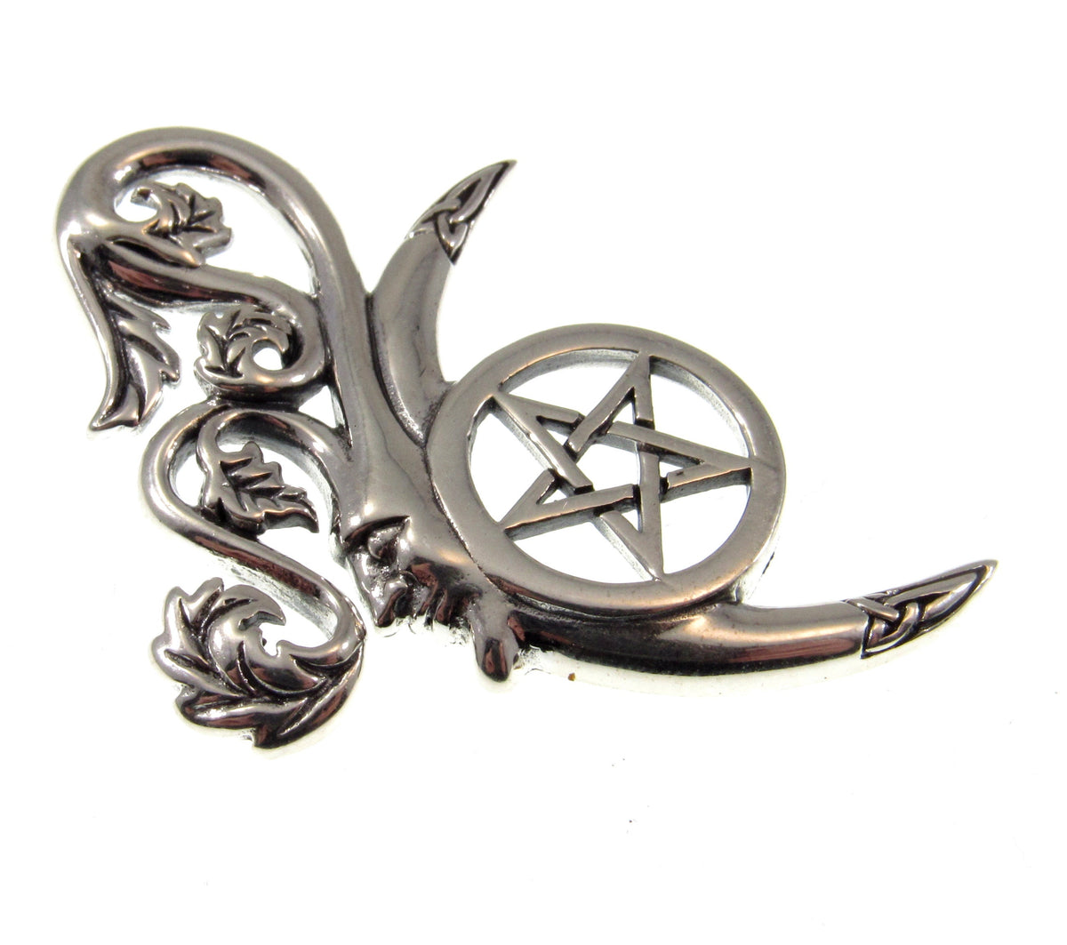 Solid 925 Sterling Silver Green Man Pentacle Pendant, Celtic Talisman, Wiccan Pagan Amulet