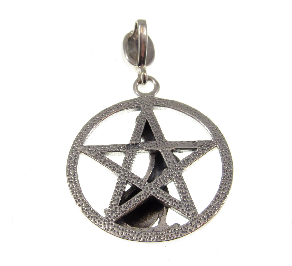 Solid 925 Sterling Silver Rabbit Pentacle Pendant, Pagan Wiccan Ostara Jewelry, Spring Equinox Amulet