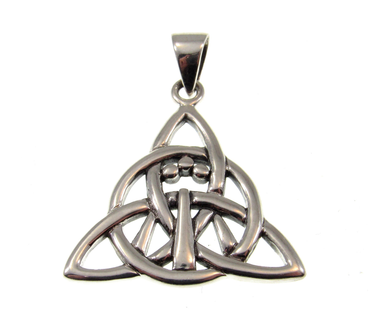 Solid 925 Sterling Silver Celtic Triquetra Knot with Awen 3 Rays of Light Pendant, Magic Threefold Amulet