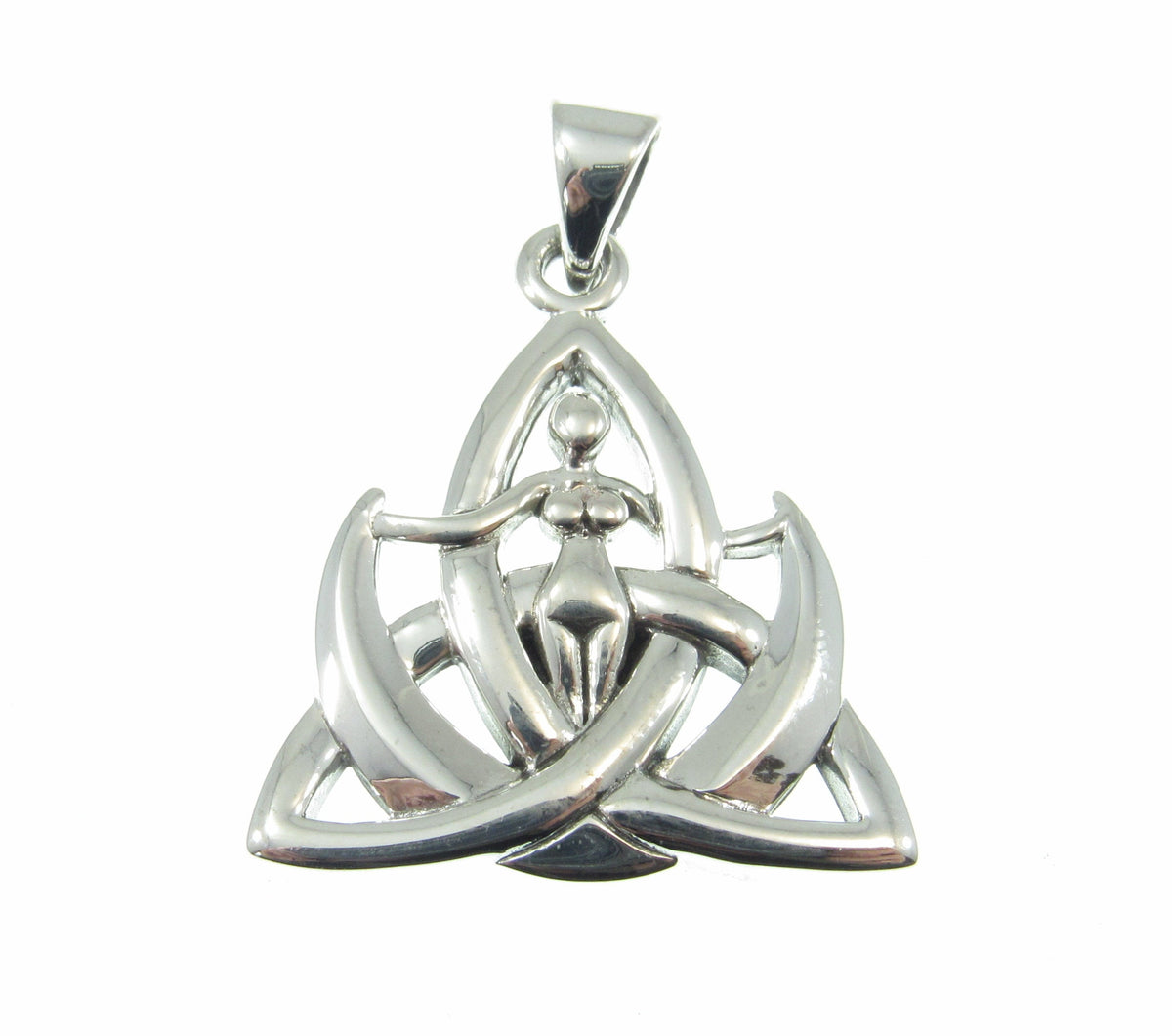 Solid 925 Sterling Silver Celtic Trinity Knot Pendant, Triquetra Goddess Awen Amulet