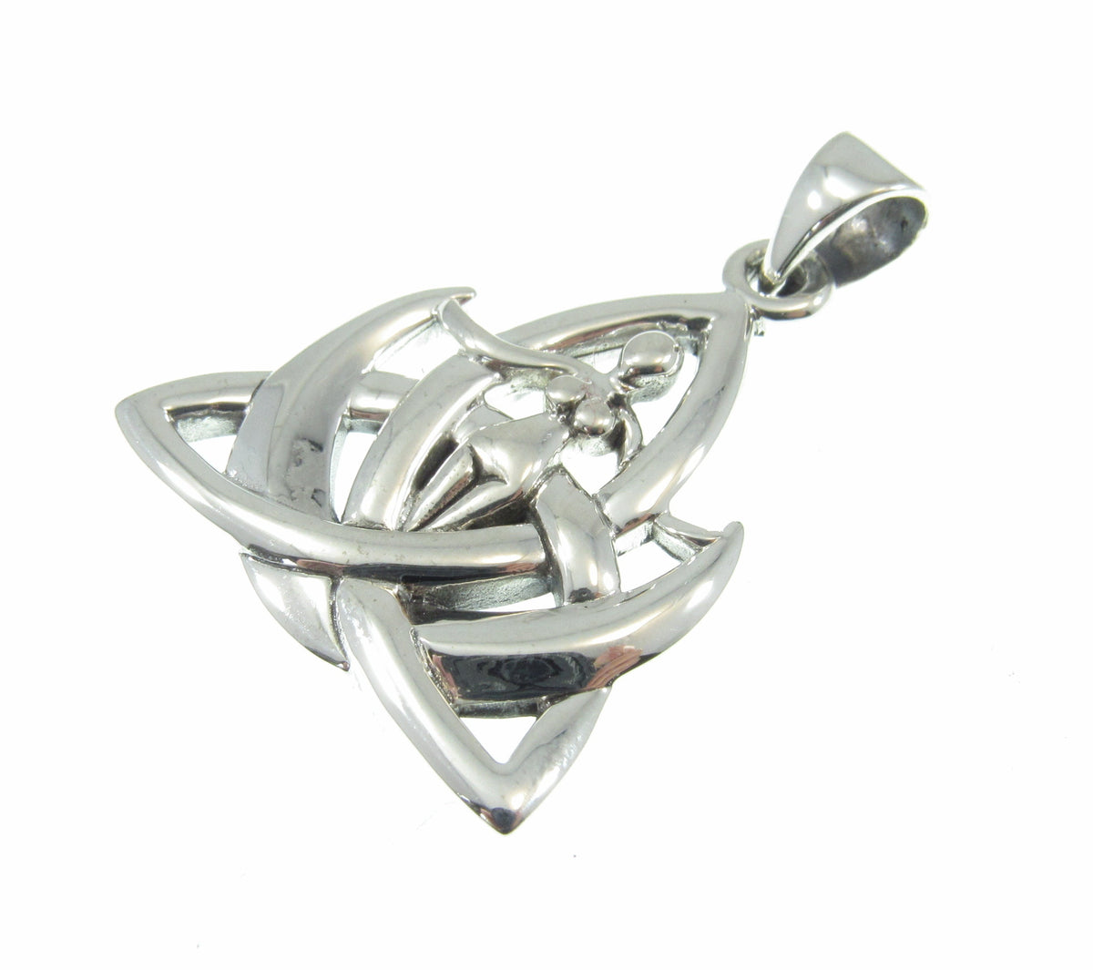 Solid 925 Sterling Silver Celtic Trinity Knot Pendant, Triquetra Goddess Awen Amulet
