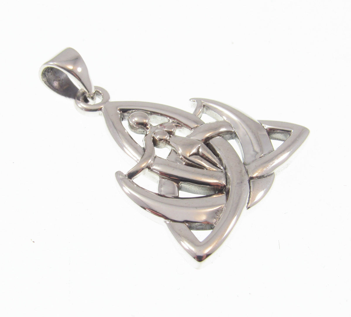 Solid 925 Sterling Silver Celtic Trinity Knot Pendant, Triquetra Goddess Awen Amulet
