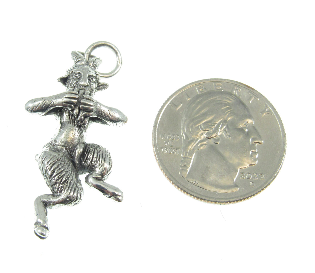Solid 925 Sterling Silver Ancient Greek God Pan Pendant, Roman Faun, Neopagan Horned Goat Deity