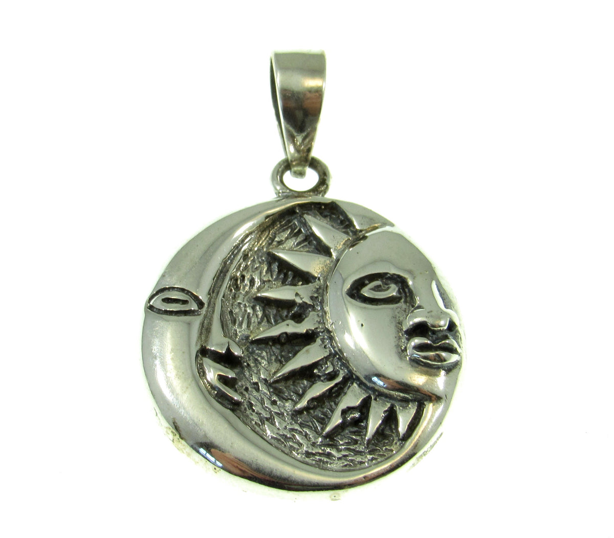 Solid 925 Sterling Silver Sun and Moon Face Pendant, Celestial Jewelry, Cosmic Yin Yang Necklace Charm, Spiritual Gift for Astrologists