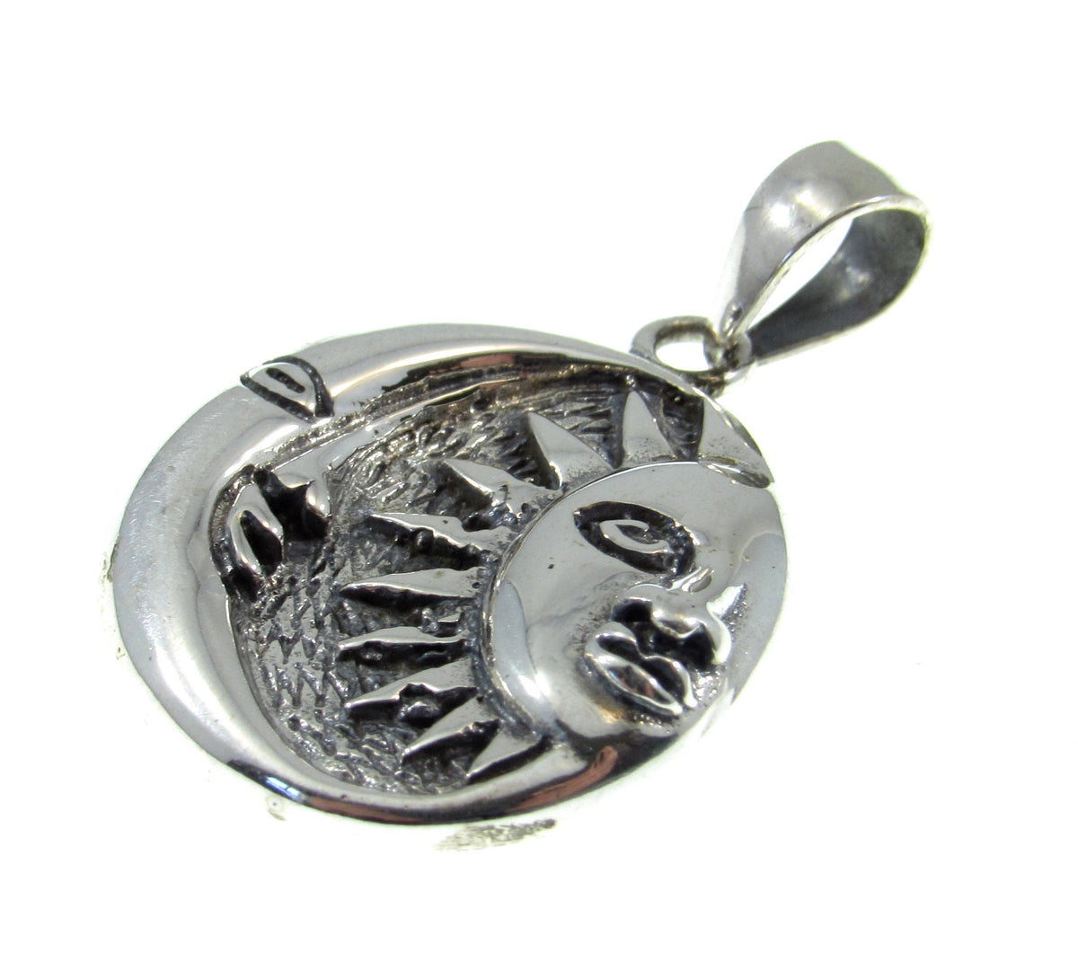 Solid 925 Sterling Silver Sun and Moon Face Pendant, Celestial Jewelry, Cosmic Yin Yang Necklace Charm, Spiritual Gift for Astrologists