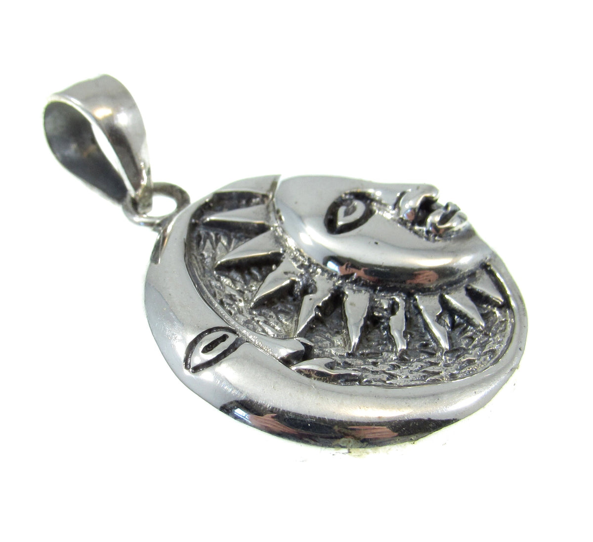Solid 925 Sterling Silver Sun and Moon Face Pendant, Celestial Jewelry, Cosmic Yin Yang Necklace Charm, Spiritual Gift for Astrologists