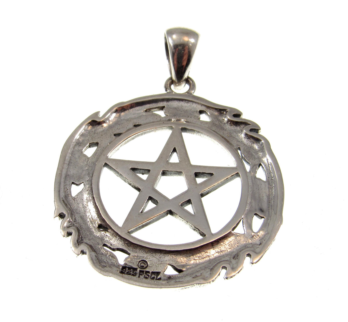 Solid 925 Sterling Silver Oak Leaf Pentacle Pendant, Celtic Knotwork, Pagan Amulet, Wiccan Talisman