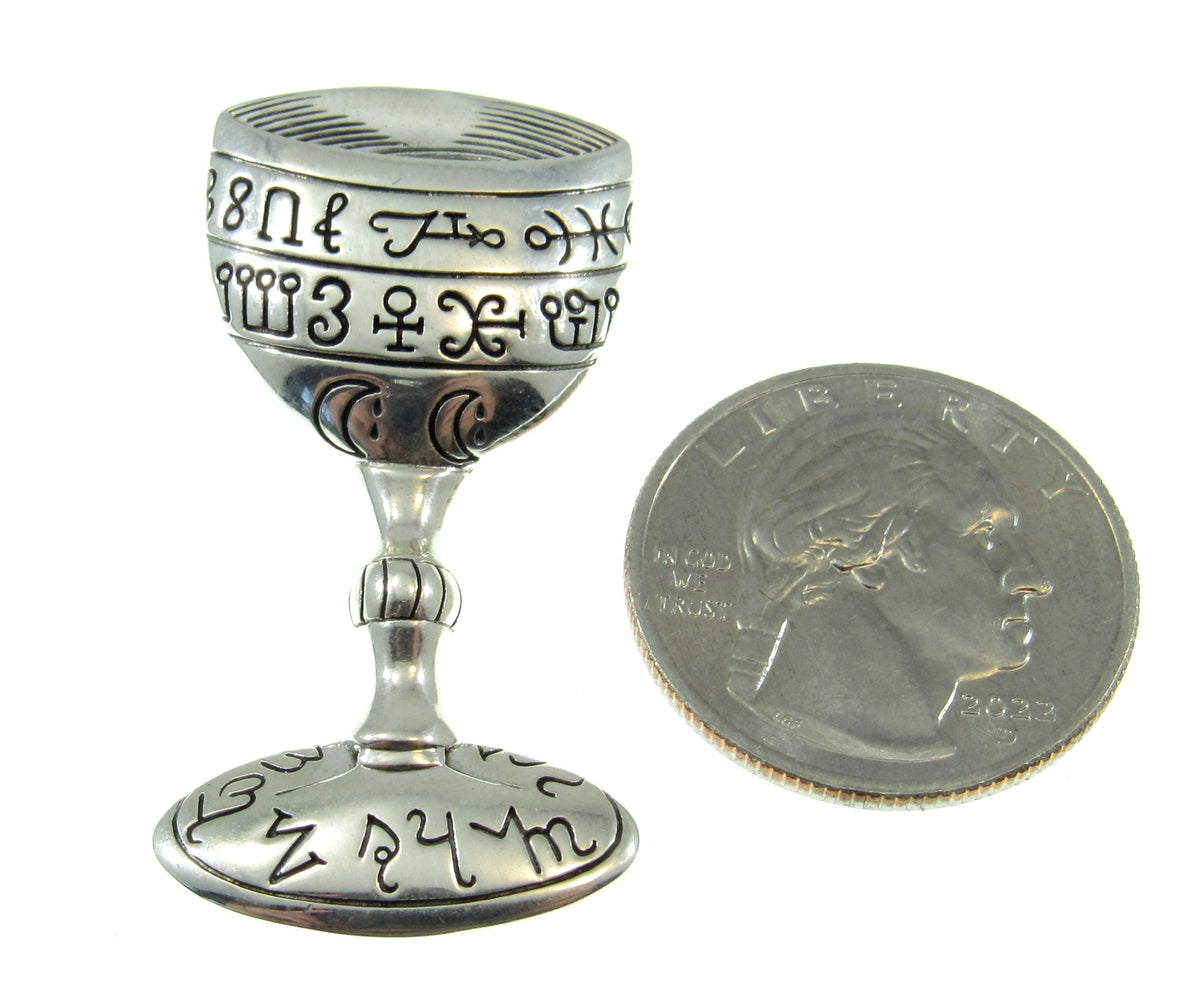 Solid 925 Sterling Silver Magic Chalice Pendant, Wiccan Pagan Ritual Goblet, Pagan Altar Cup