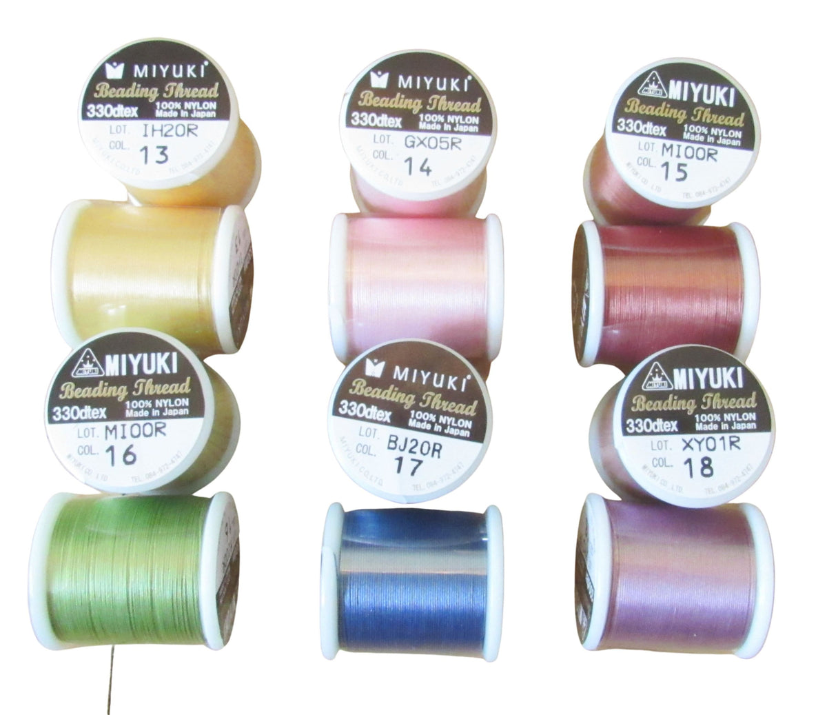 Miyuki Japanese Beading Thread, 50 Meter Spool Nylon Bead Cord for Delica Seed Bead Stringing & Jewelry Making, 24 Different Bobbin Colors