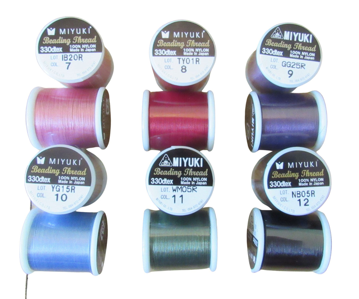 Miyuki Japanese Beading Thread, 50 Meter Spool Nylon Bead Cord for Delica Seed Bead Stringing & Jewelry Making, 24 Different Bobbin Colors