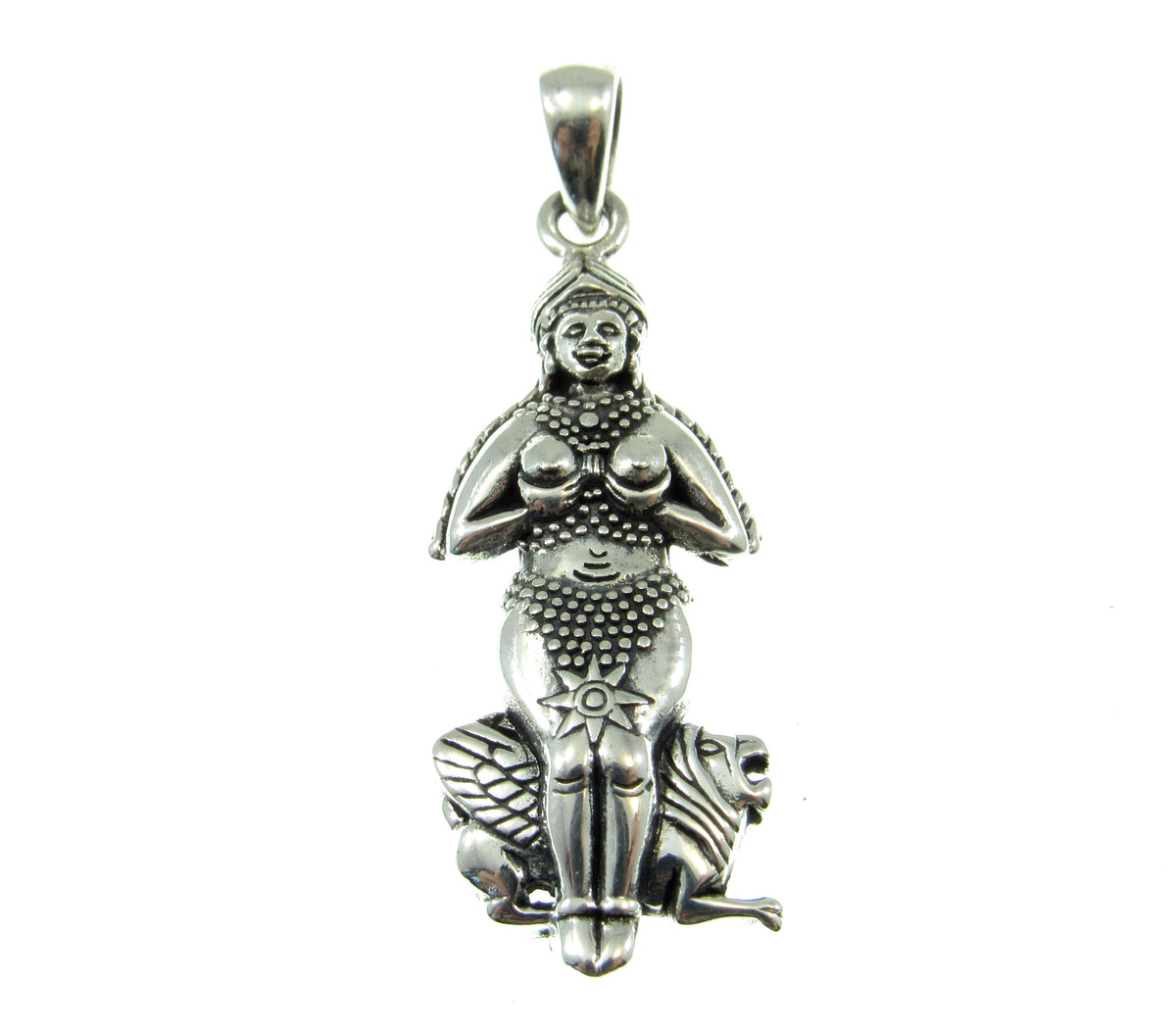 Solid 925 Sterling Silver Goddess Inanna Pendant, Handcrafted Ishtar Queen of Heaven Jewelry Designed by Oberon Zell