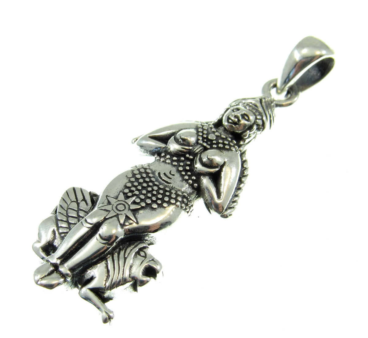 Solid 925 Sterling Silver Goddess Inanna Pendant, Handcrafted Ishtar Queen of Heaven Jewelry Designed by Oberon Zell