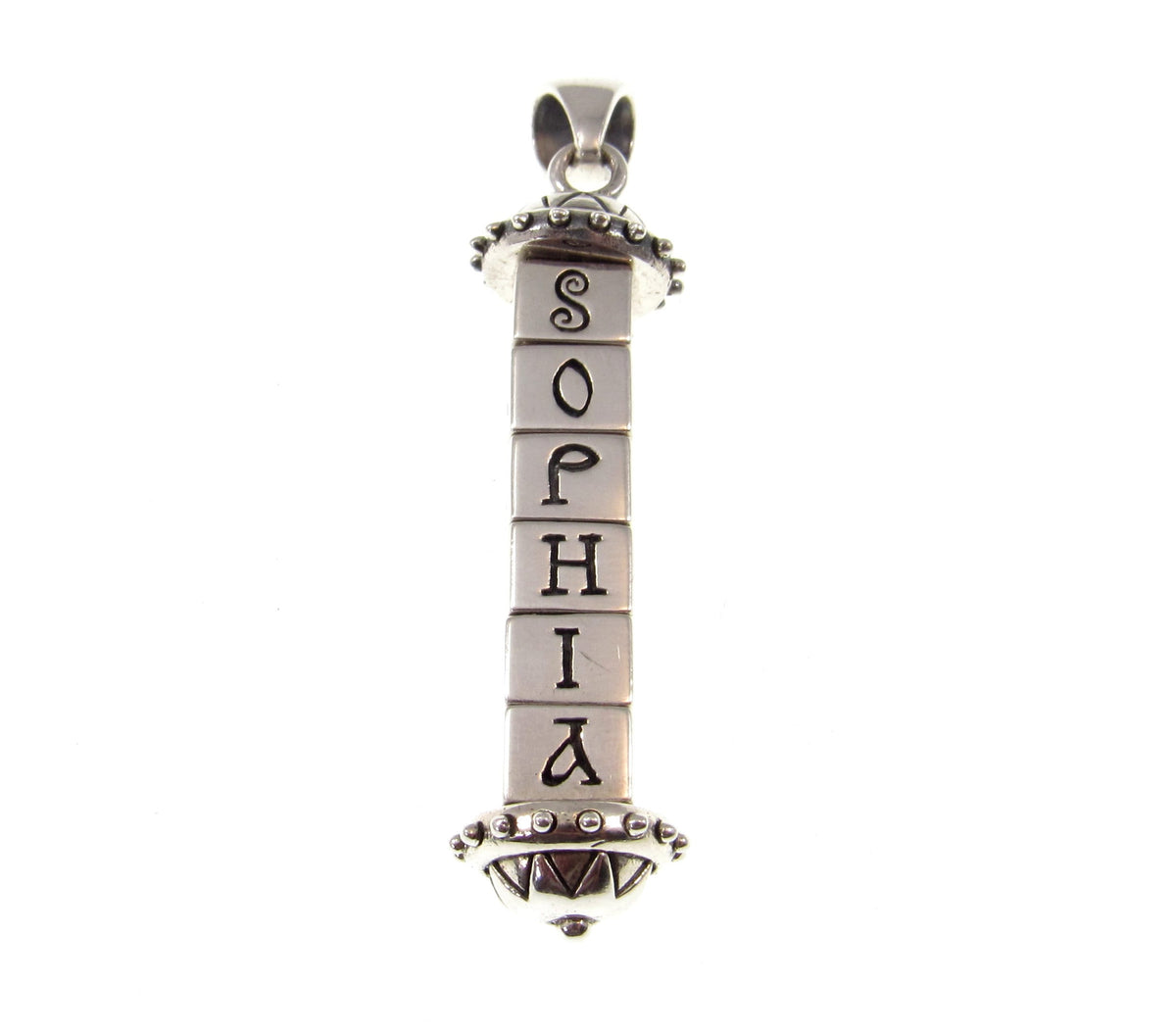 Solid 925 Sterling Silver Cryptex Pendant – Secret Cylinder Sophia Talisman by Brigid Ashwood