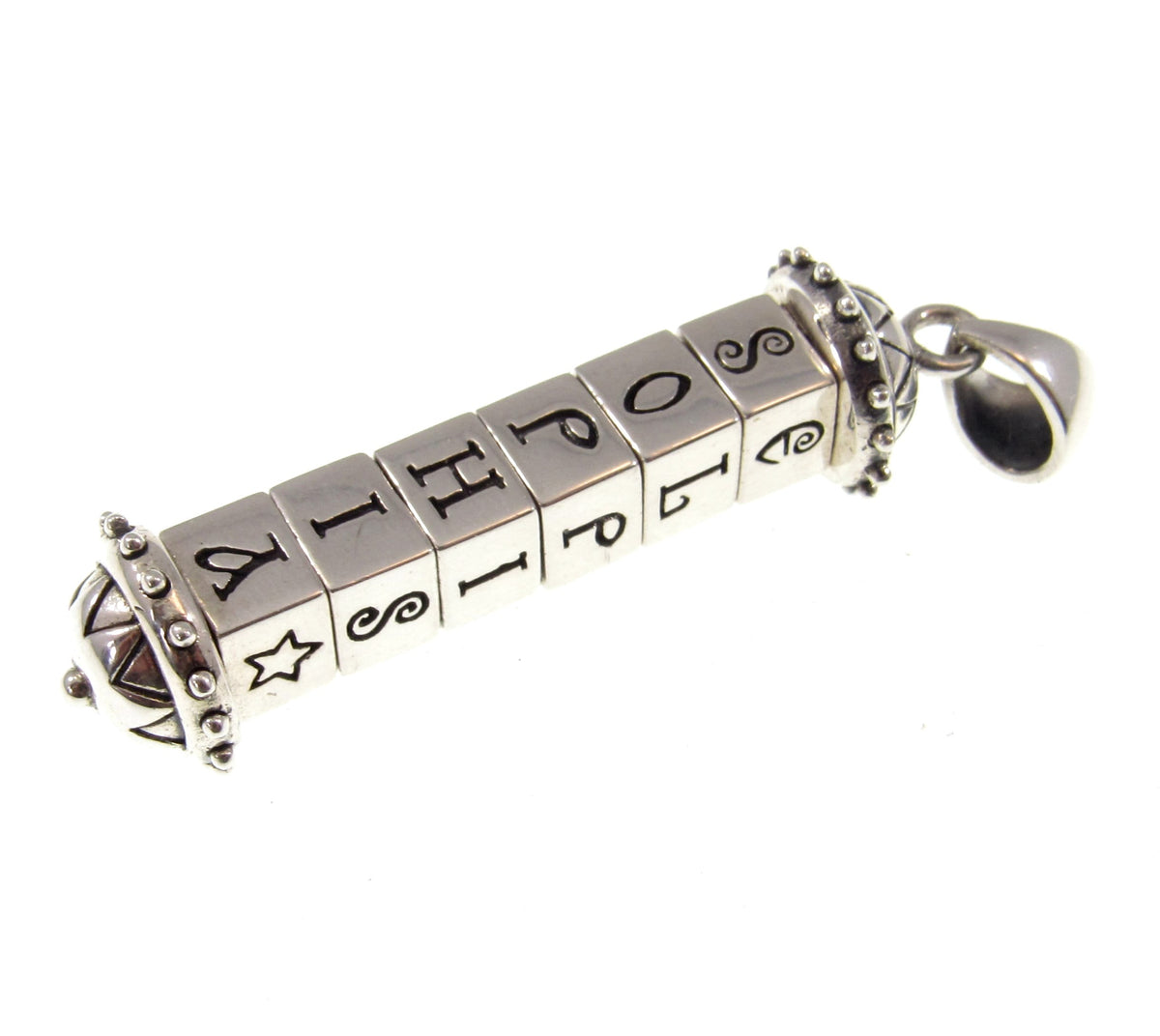 Solid 925 Sterling Silver Cryptex Pendant – Secret Cylinder Sophia Talisman by Brigid Ashwood