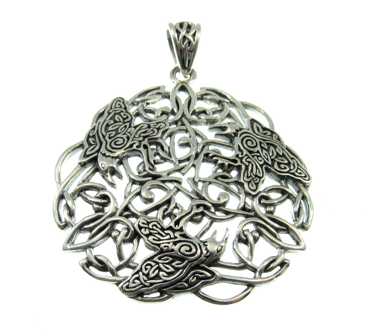 Solid 925 Sterling Silver Celtic Raven Pendant by Celebrated Fairytale Author and Artist Brigid Ashwood