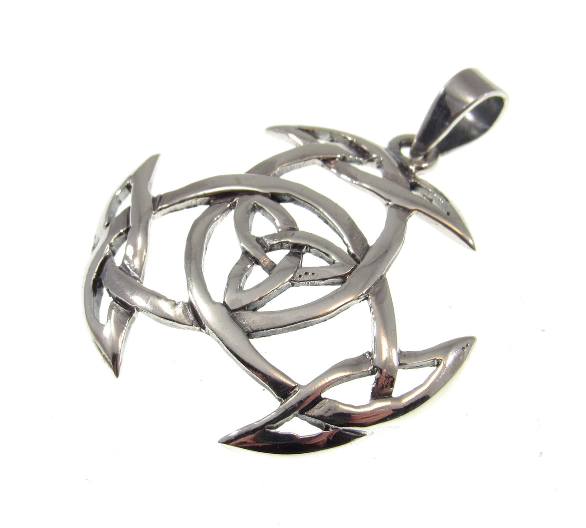 Solid 925 Sterling Silver Triquetra Shield Pendant – Celtic Trinity Knot Symbol of Protection, Handcrafted Viking Wiccan Necklace Amulet