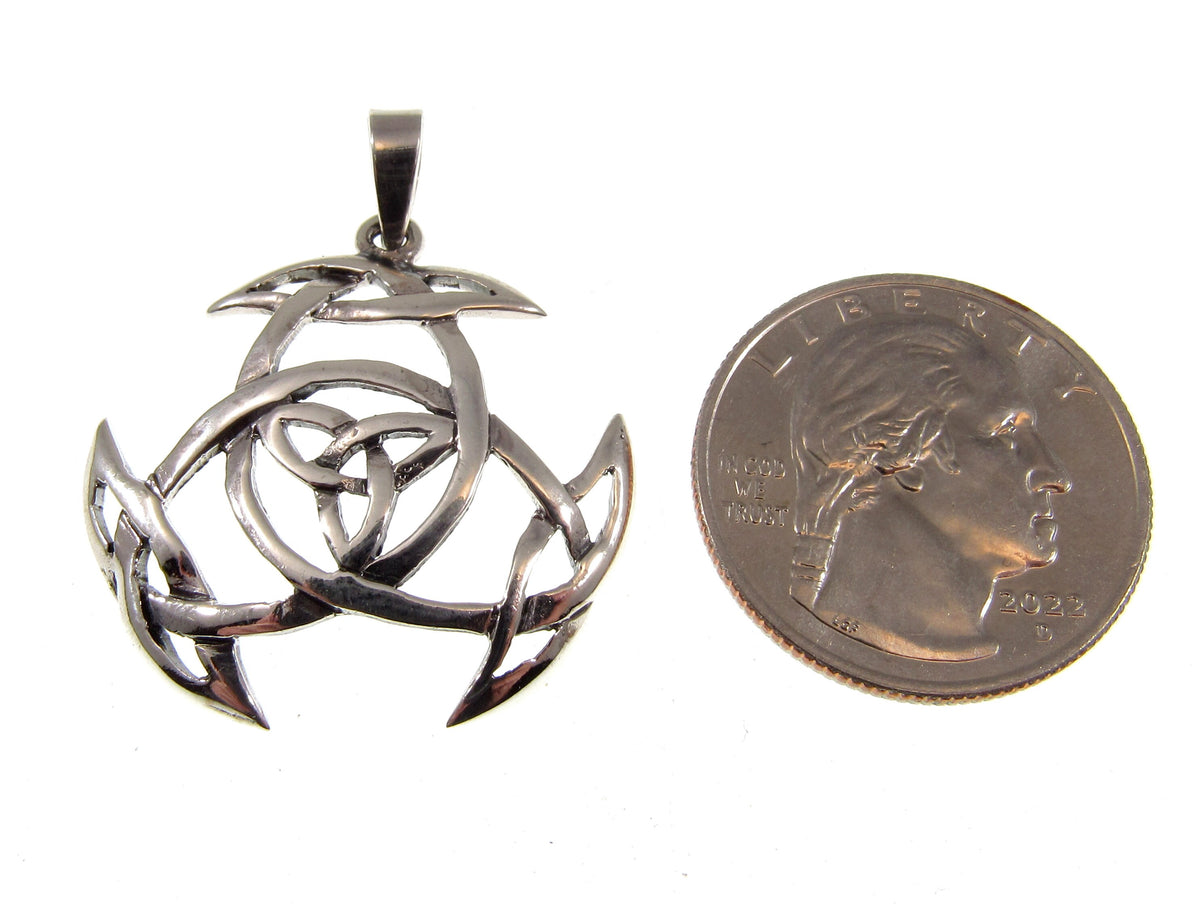 Solid 925 Sterling Silver Triquetra Shield Pendant – Celtic Trinity Knot Symbol of Protection, Handcrafted Viking Wiccan Necklace Amulet